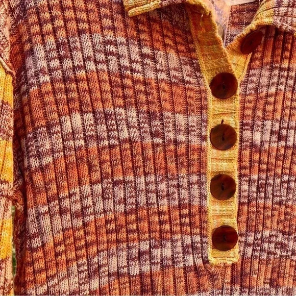 New Free People Wendy Ribbed Sweater Romper Knit Stripes Long Sleeve - Picture 8 of 12